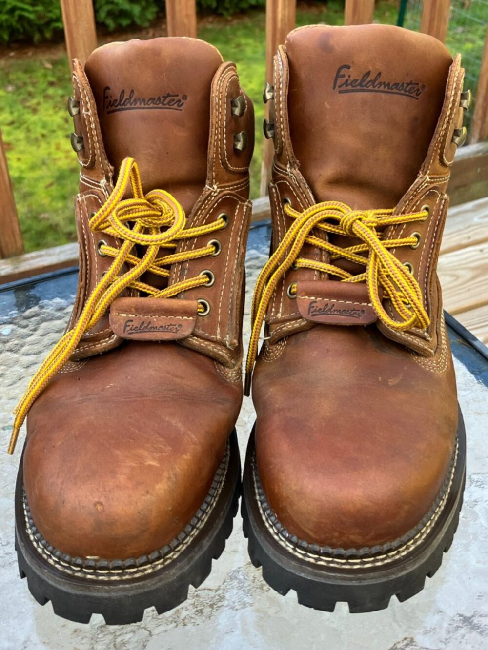Y2K Fieldmaster Sears Men Sz 12 D Work Boots Brown Leather 79838 Vintage Lace Up